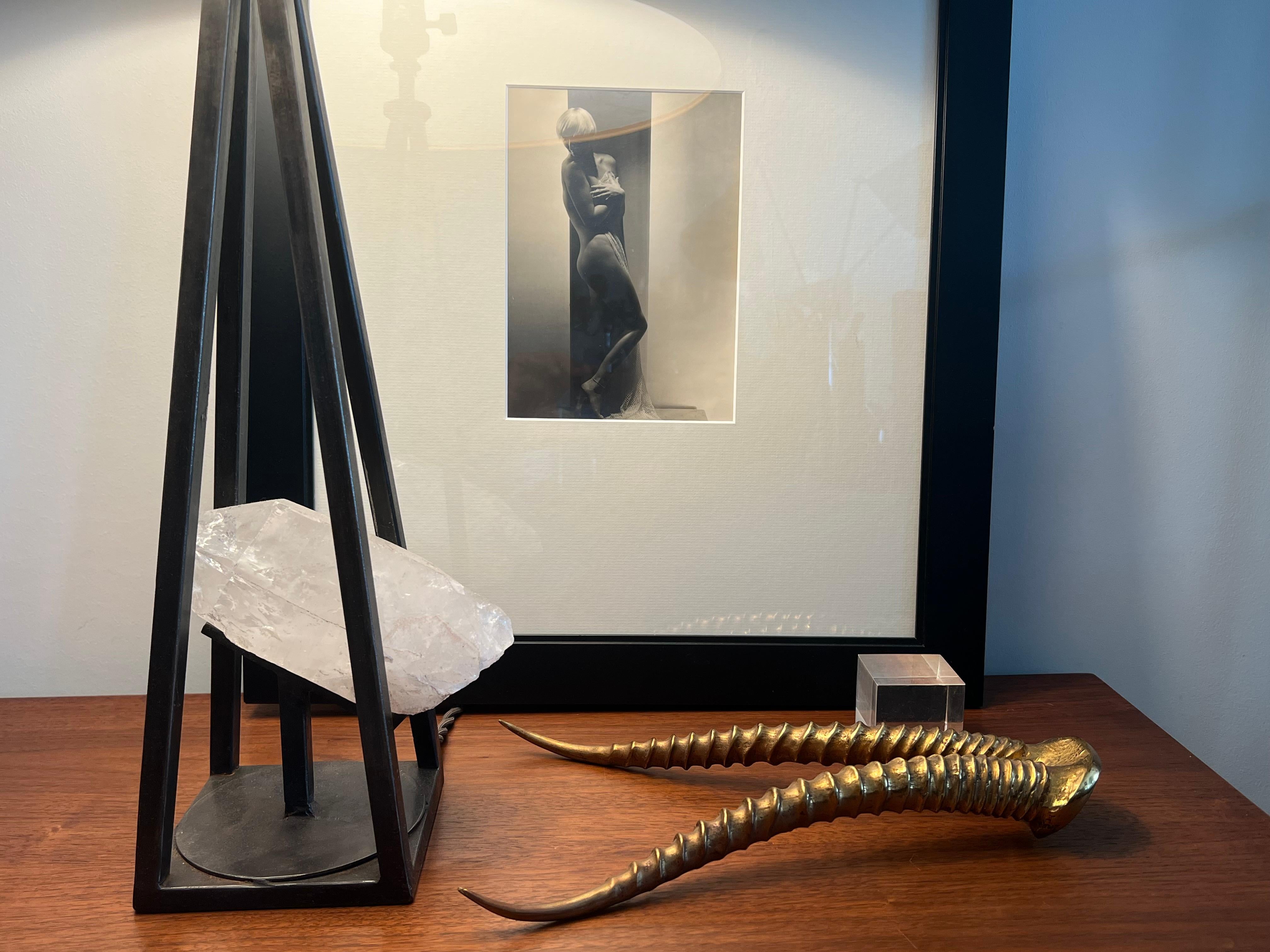 Custom Steel and Rock Crystal Table Lamp For Sale 8