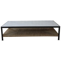 Custom Steel Framed Coffee Table with Marble Top