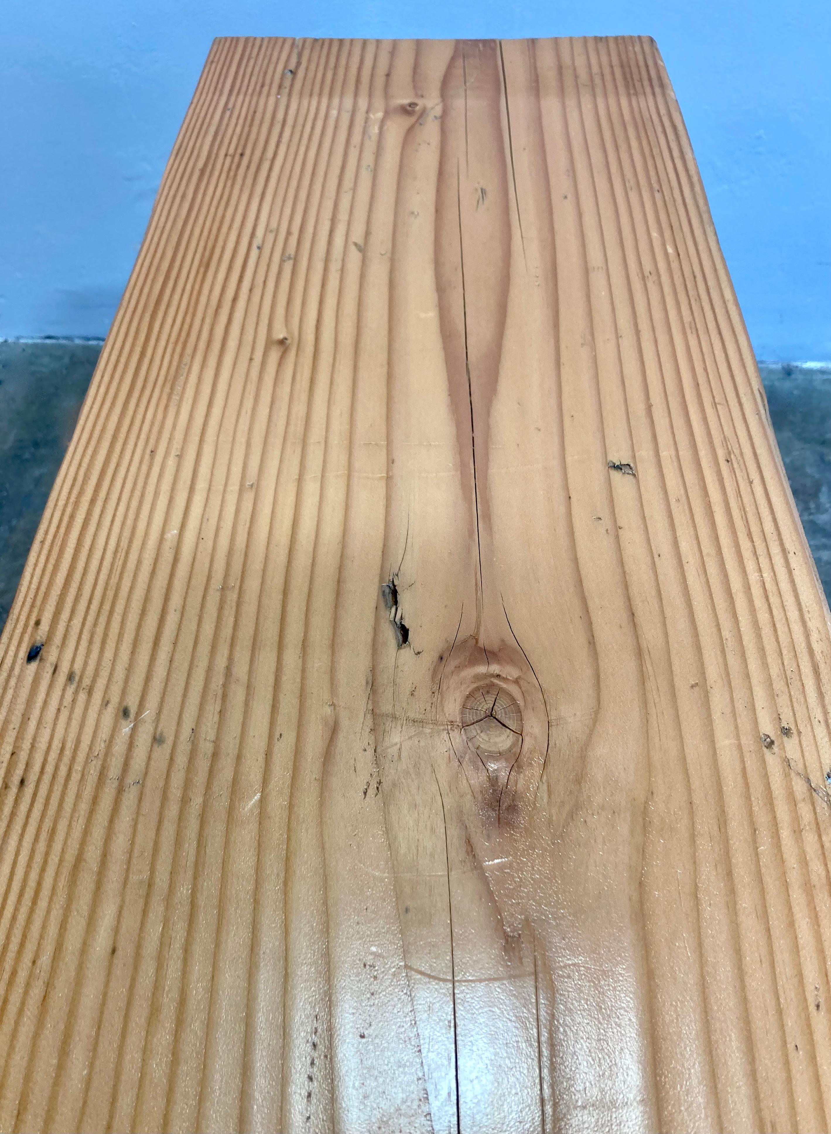 Banc sur mesure en acier et en sapin recyclé Bon état - En vente à Alhambra, CA