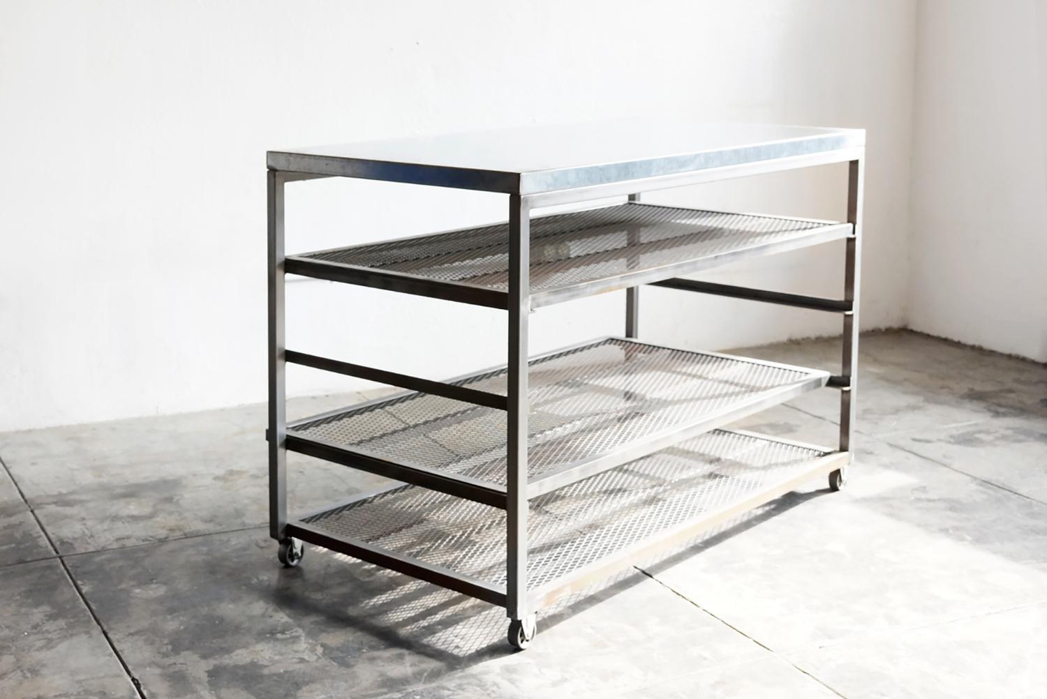 rolling metal shelves