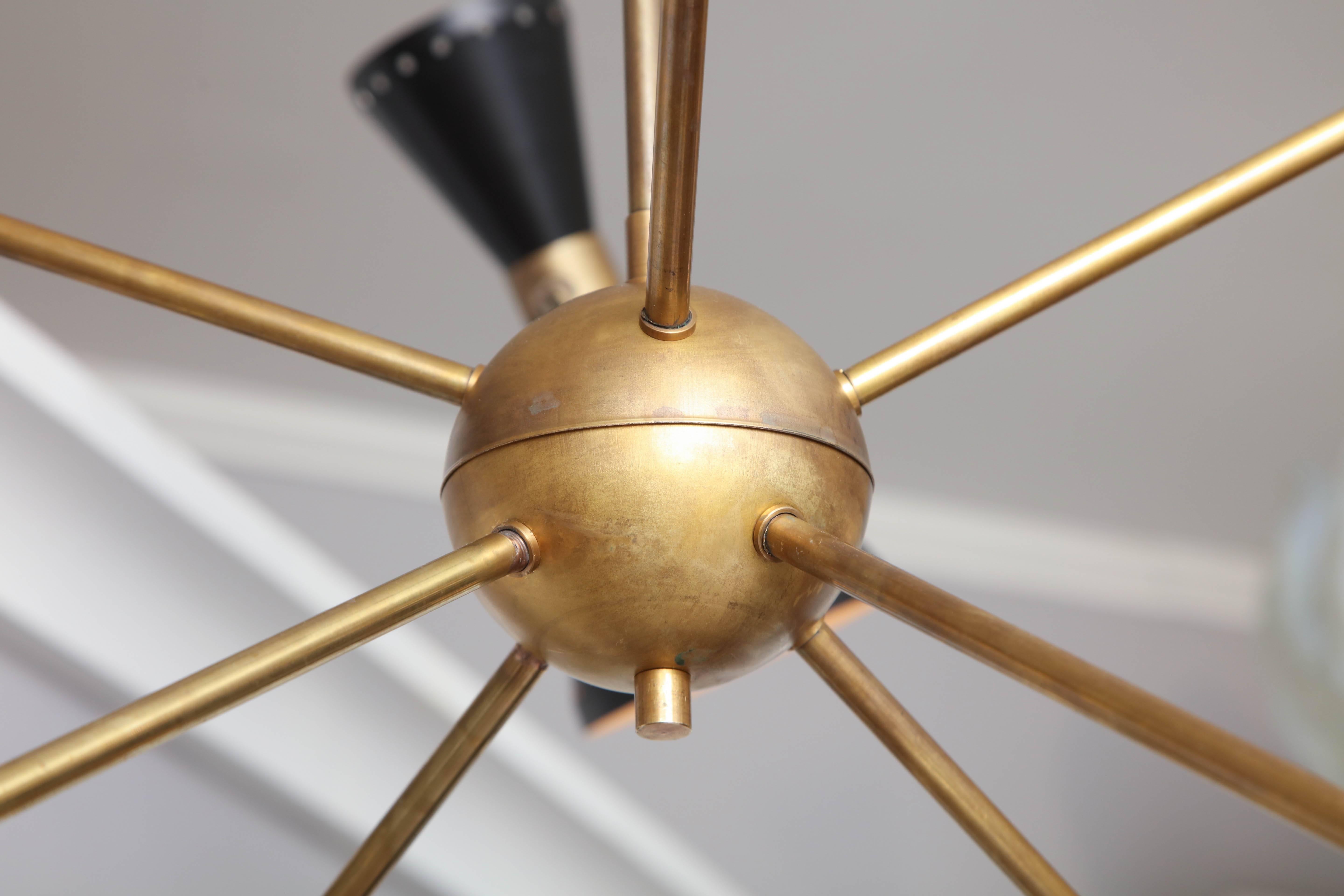 Mid-Century Modern Custom Stilnovo Brass and Black Sputnik