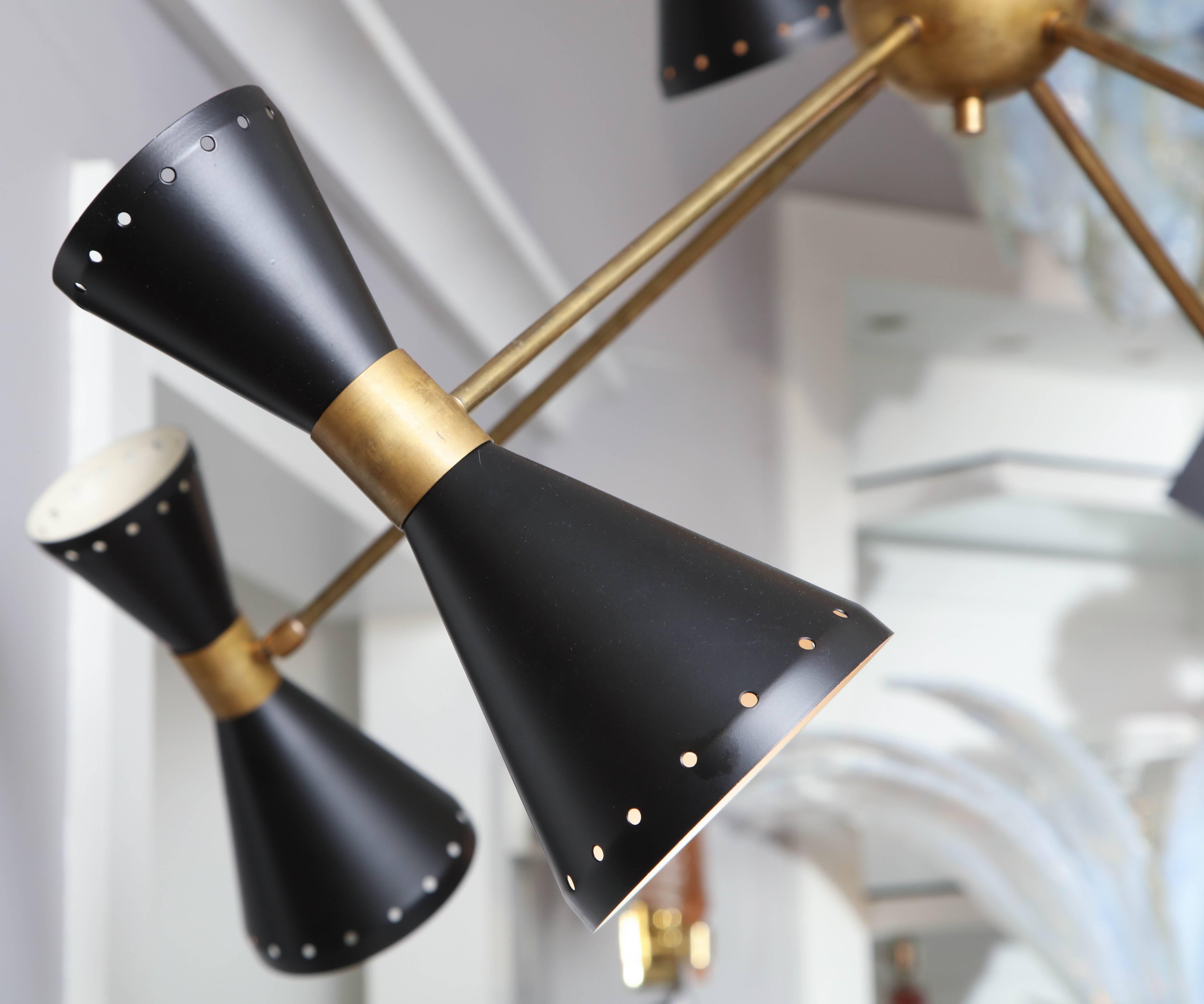 Contemporary Custom Stilnovo Brass and Black Sputnik