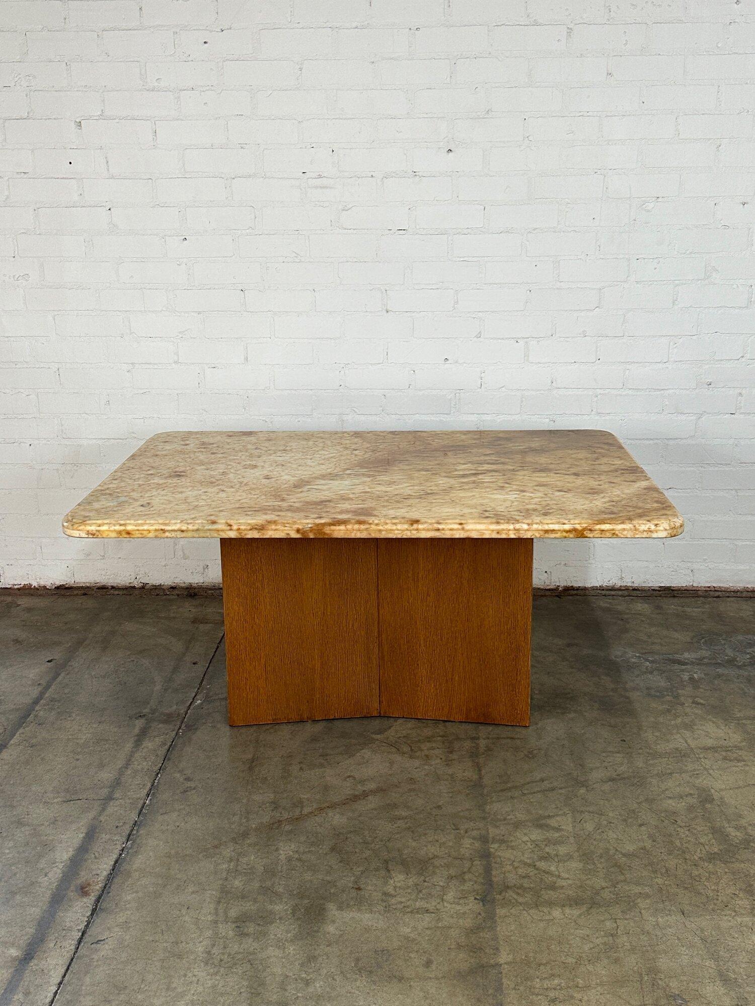 Custom Stone and Walnut Dining Table For Sale 7