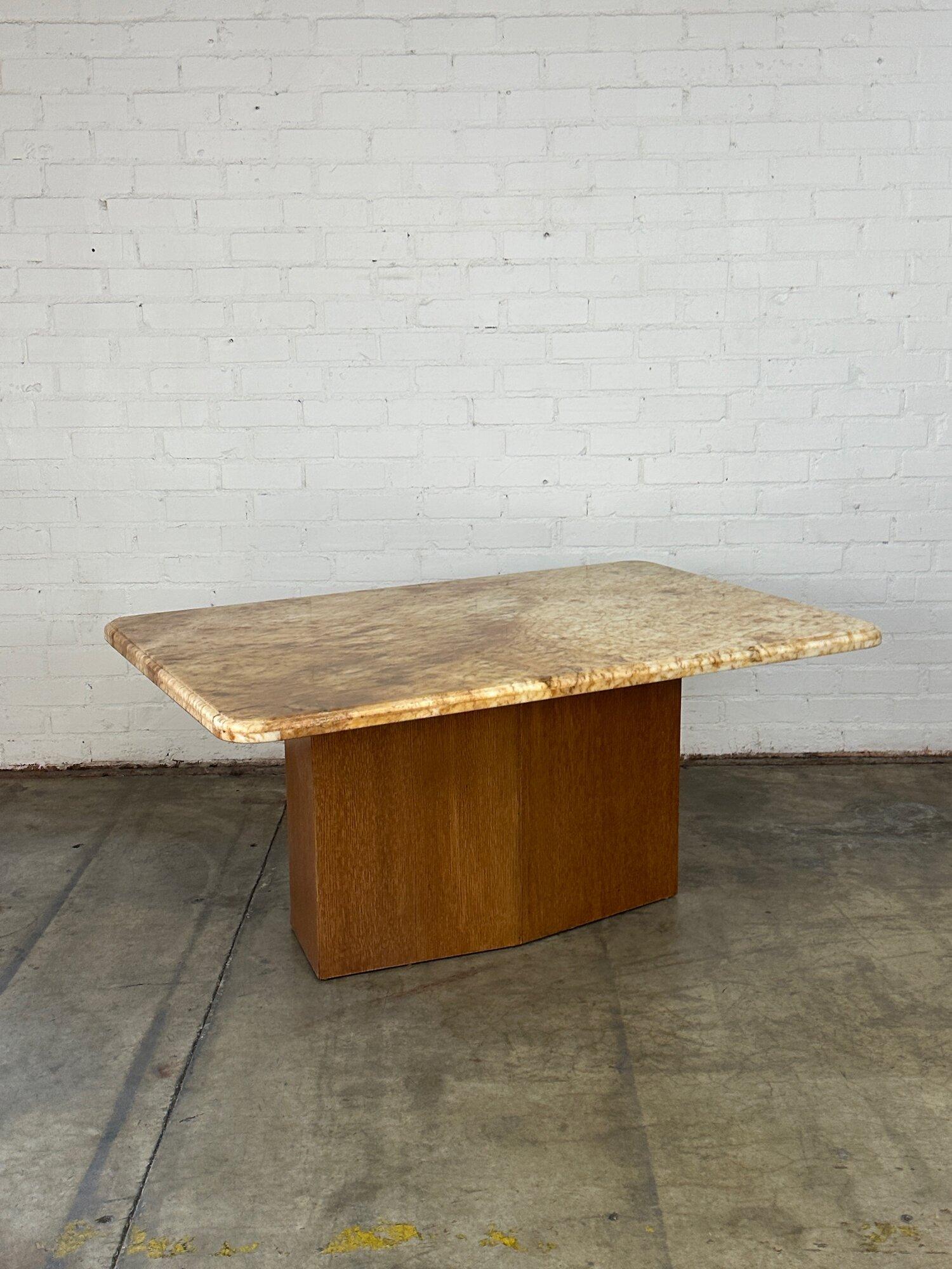 Custom Stone and Walnut Dining Table For Sale 9