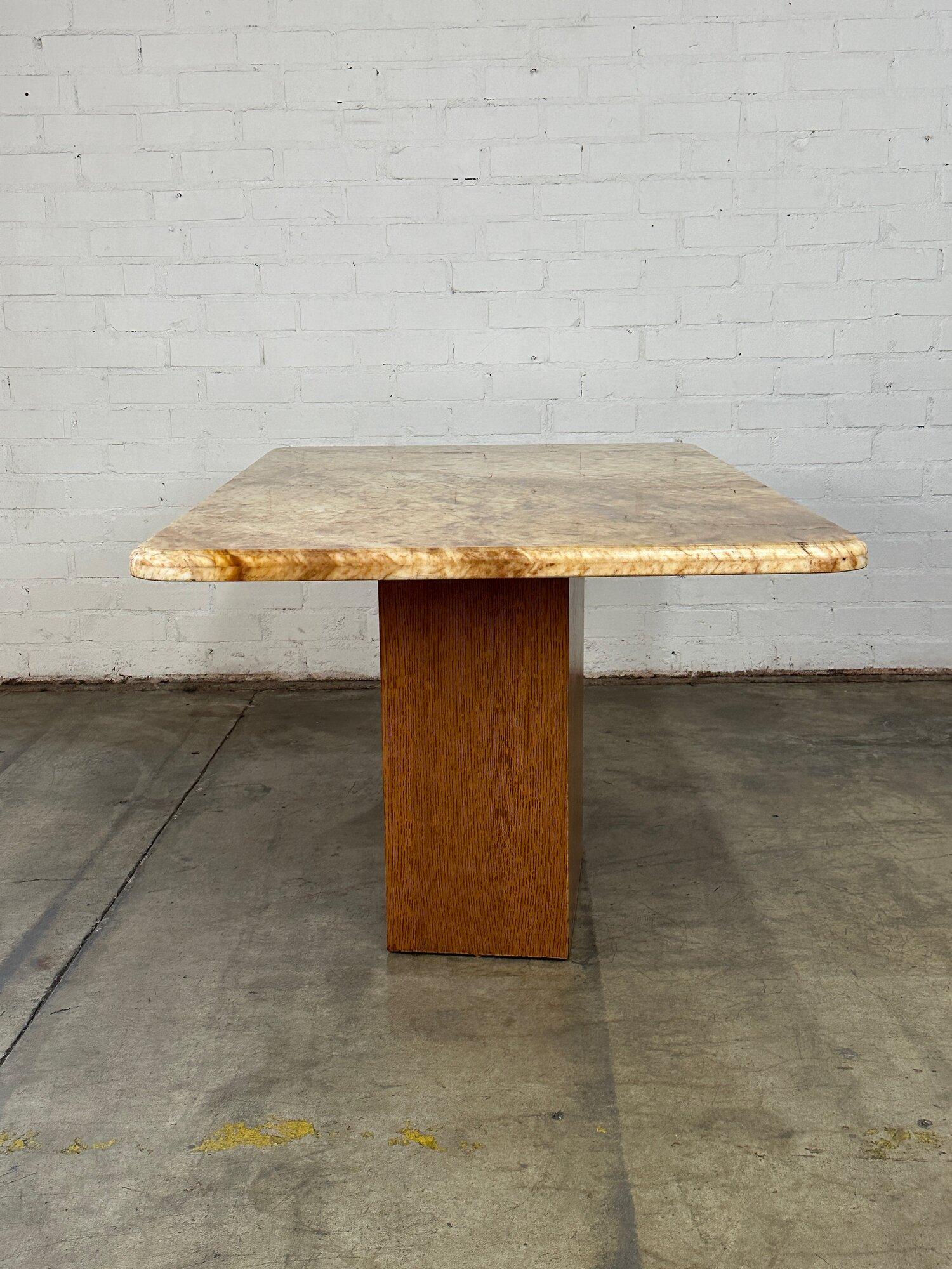Late 20th Century Custom Stone and Walnut Dining Table For Sale