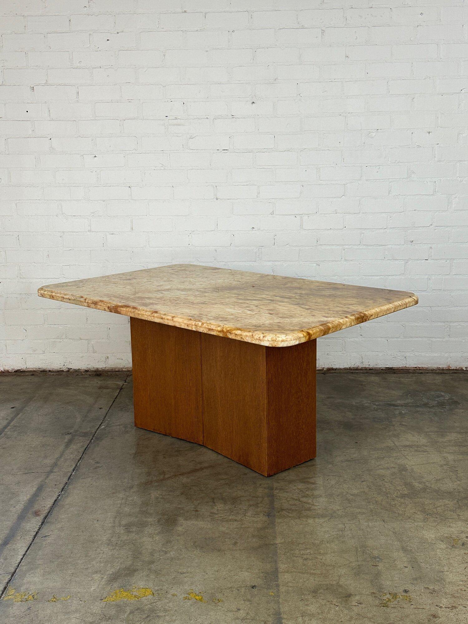 Custom Stone and Walnut Dining Table For Sale 2