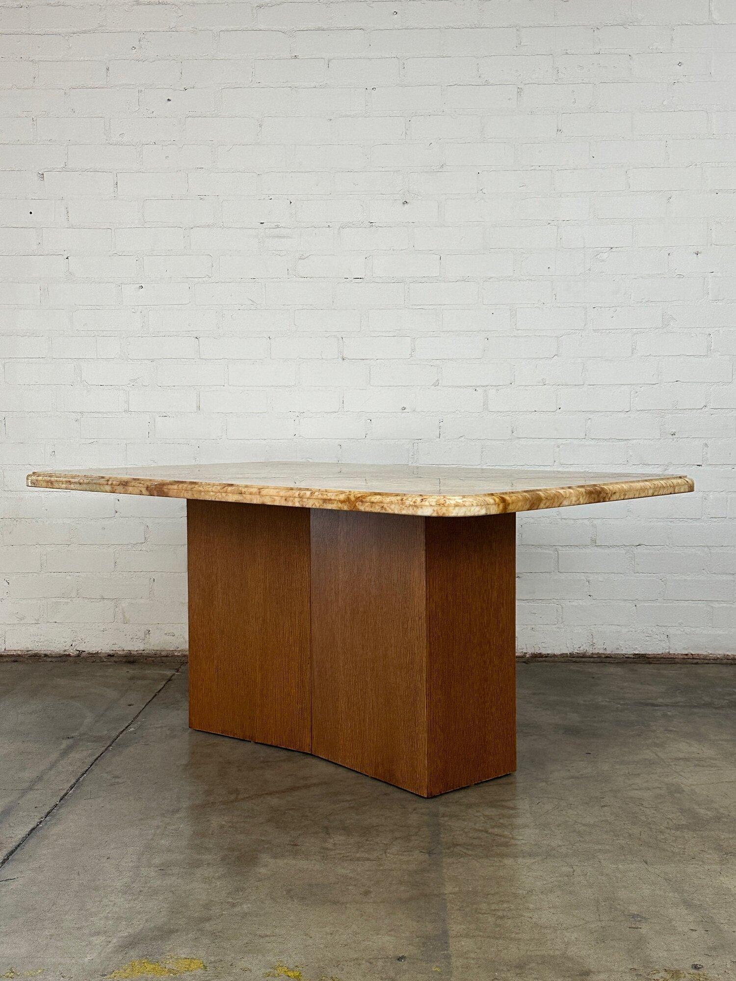 Custom Stone and Walnut Dining Table For Sale 3