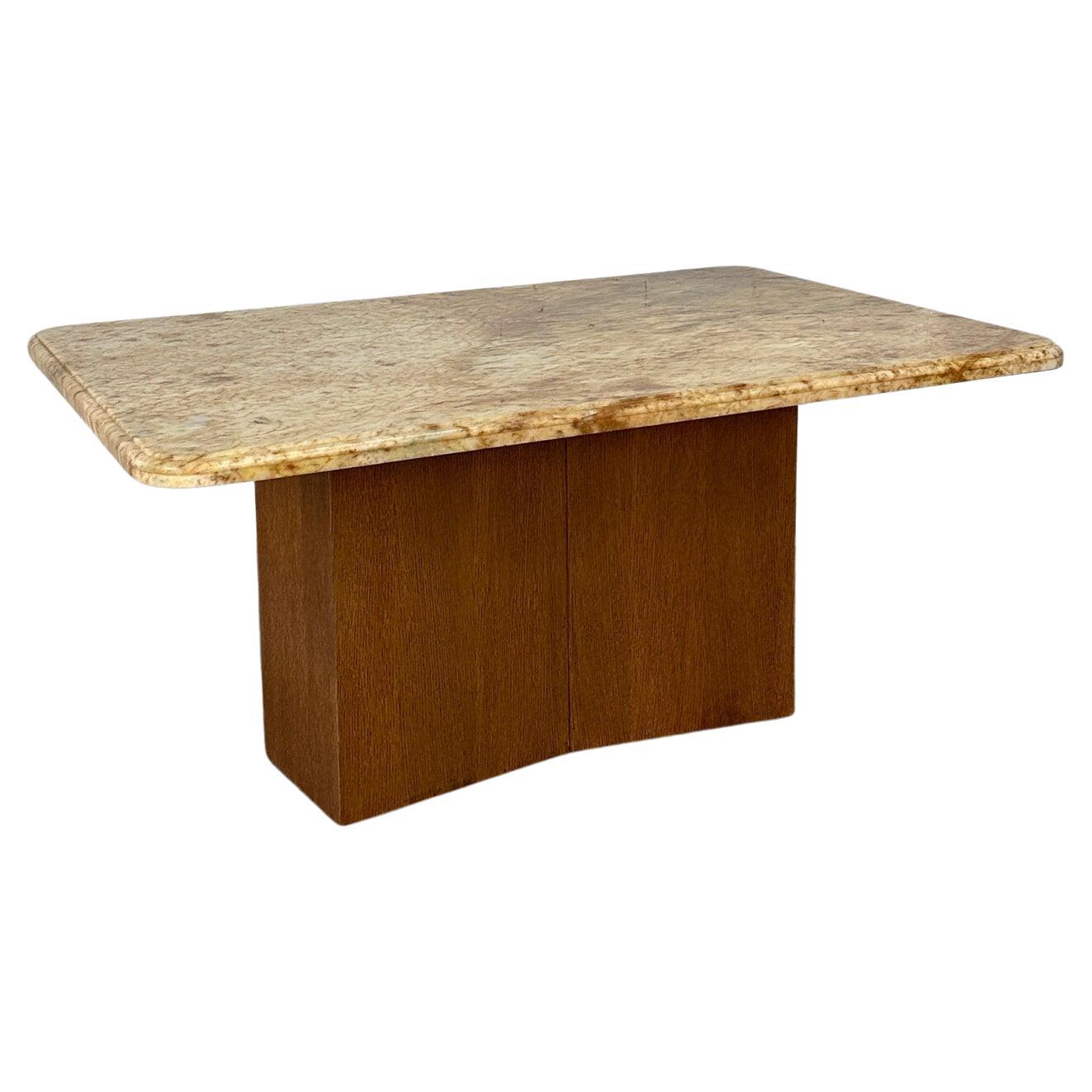 Custom Stone and Walnut Dining Table For Sale