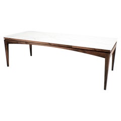 Custom Stone Dining Table – Sleek Porcelain Top with Solid walnut structure