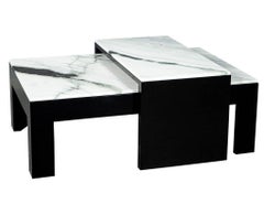 Table à café cocktail gigogne en pierre personnalisée par Carrocel