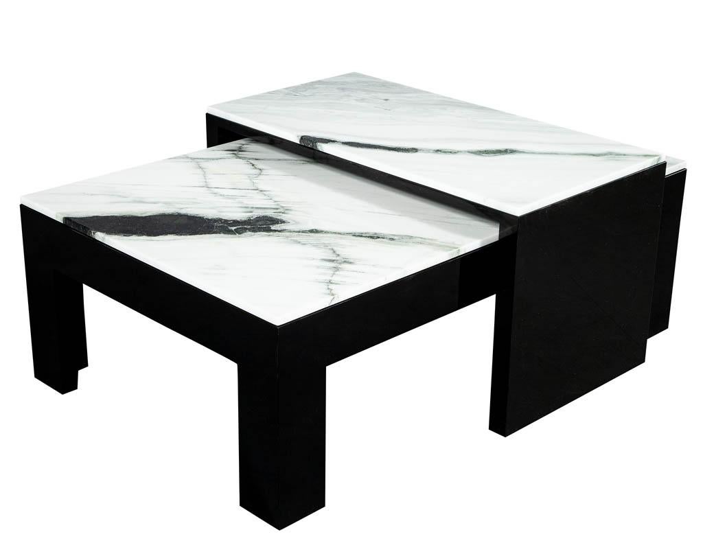 Modern Custom Stone Top Nesting Coffee Cocktail Table by Carrocel