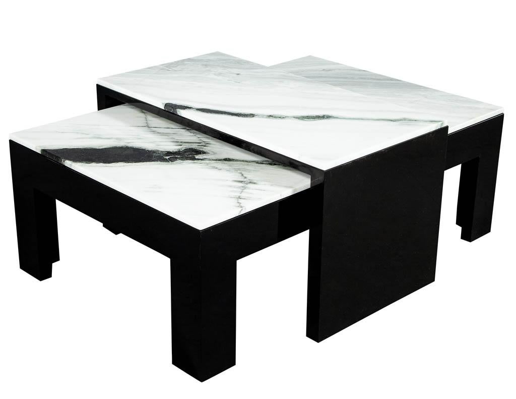 Canadian Custom Stone Top Nesting Coffee Cocktail Table by Carrocel