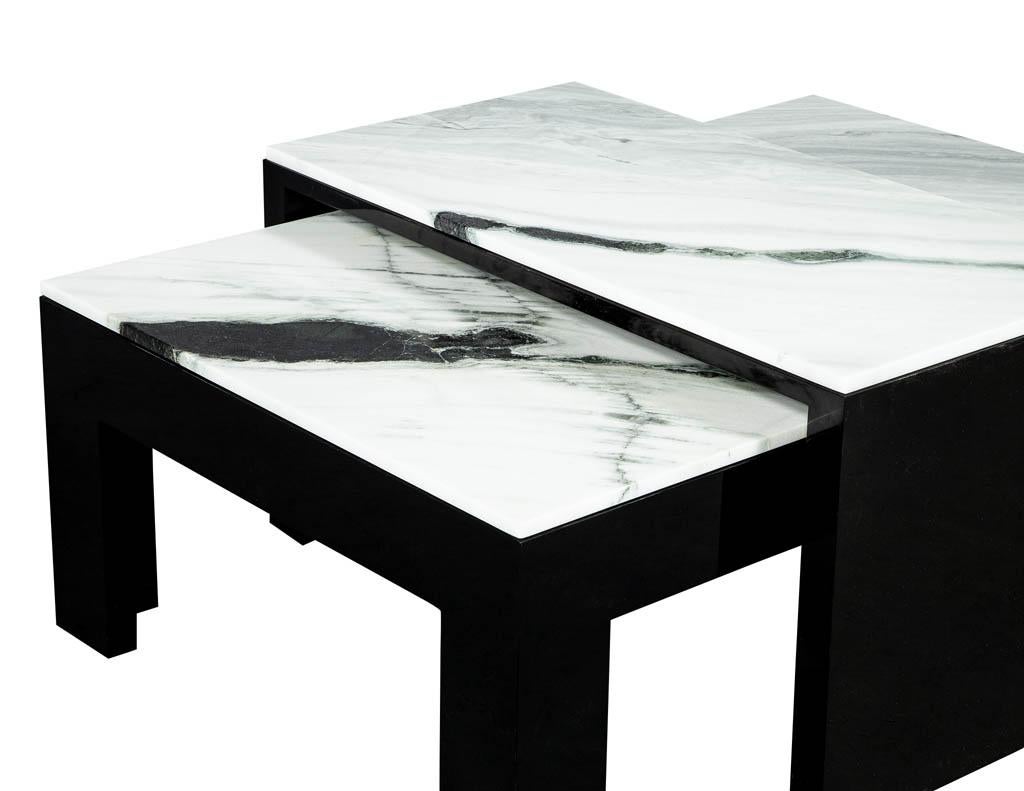 Custom Stone Top Nesting Coffee Cocktail Table by Carrocel In New Condition In North York, ON