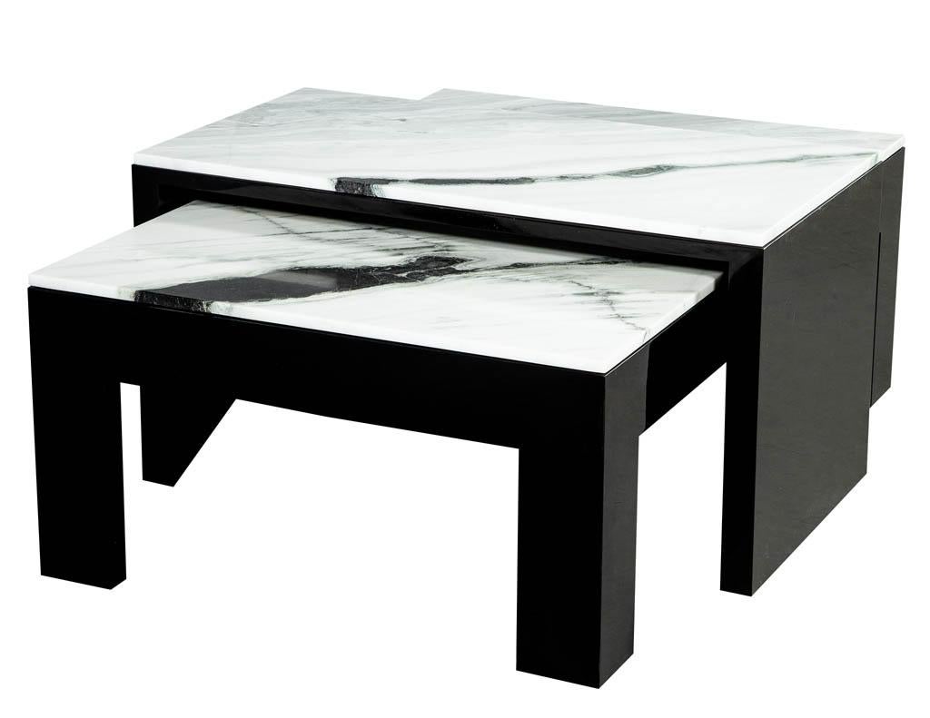 Contemporary Custom Stone Top Nesting Coffee Cocktail Table by Carrocel