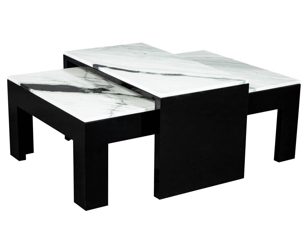 Marble Custom Stone Top Nesting Coffee Cocktail Table by Carrocel