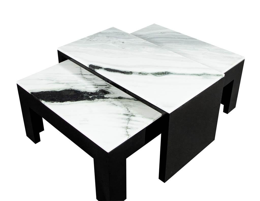 Custom Stone Top Nesting Coffee Cocktail Table by Carrocel 1