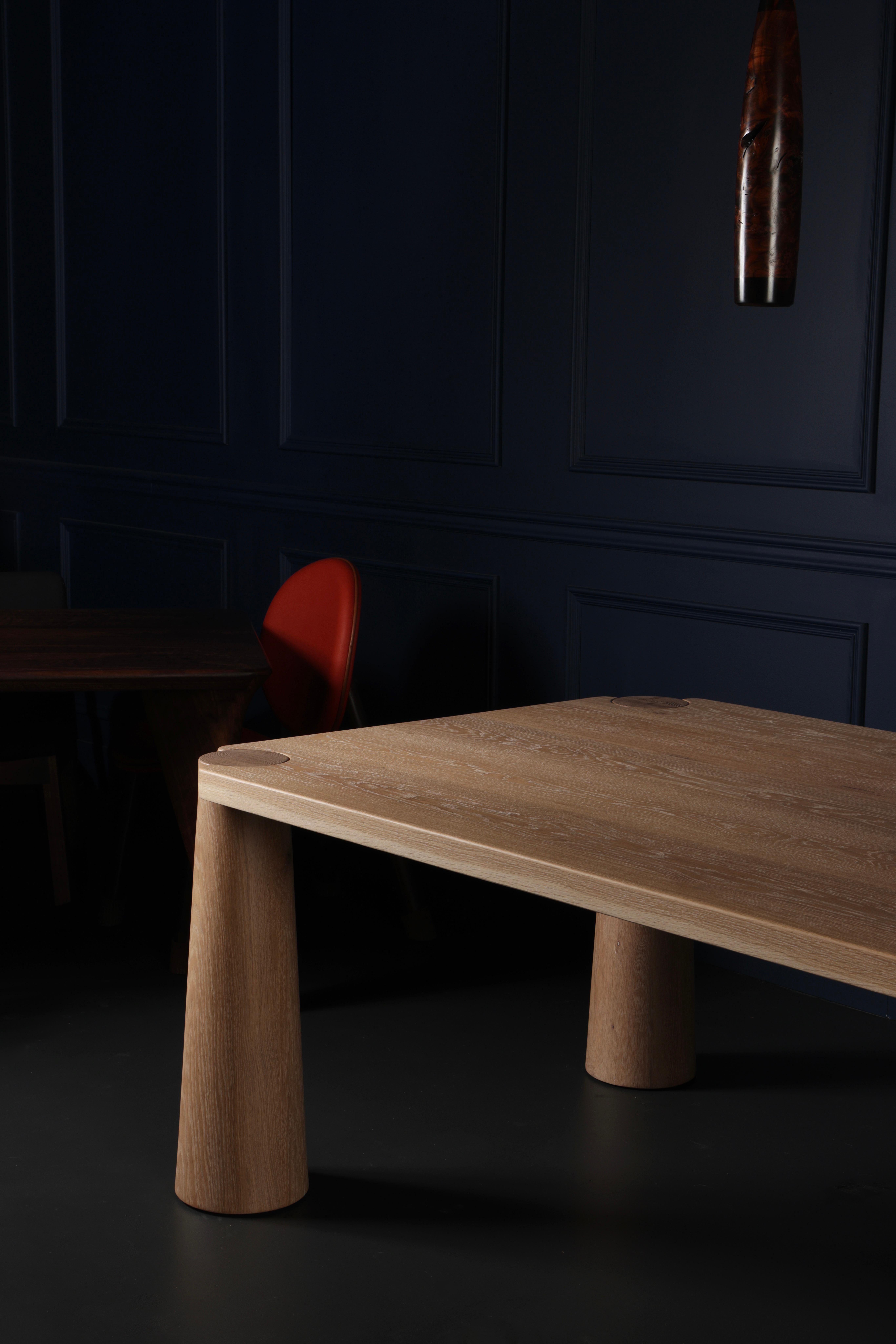 Modern Custom Stor Dining Table for Meredith, Solid White Oak 