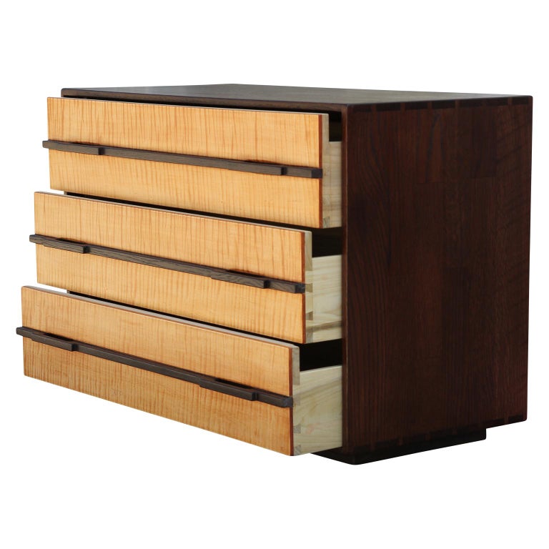 Custom Studio Made 3 Drawer Chest Oak Tiger Maple By Norm Stoeker