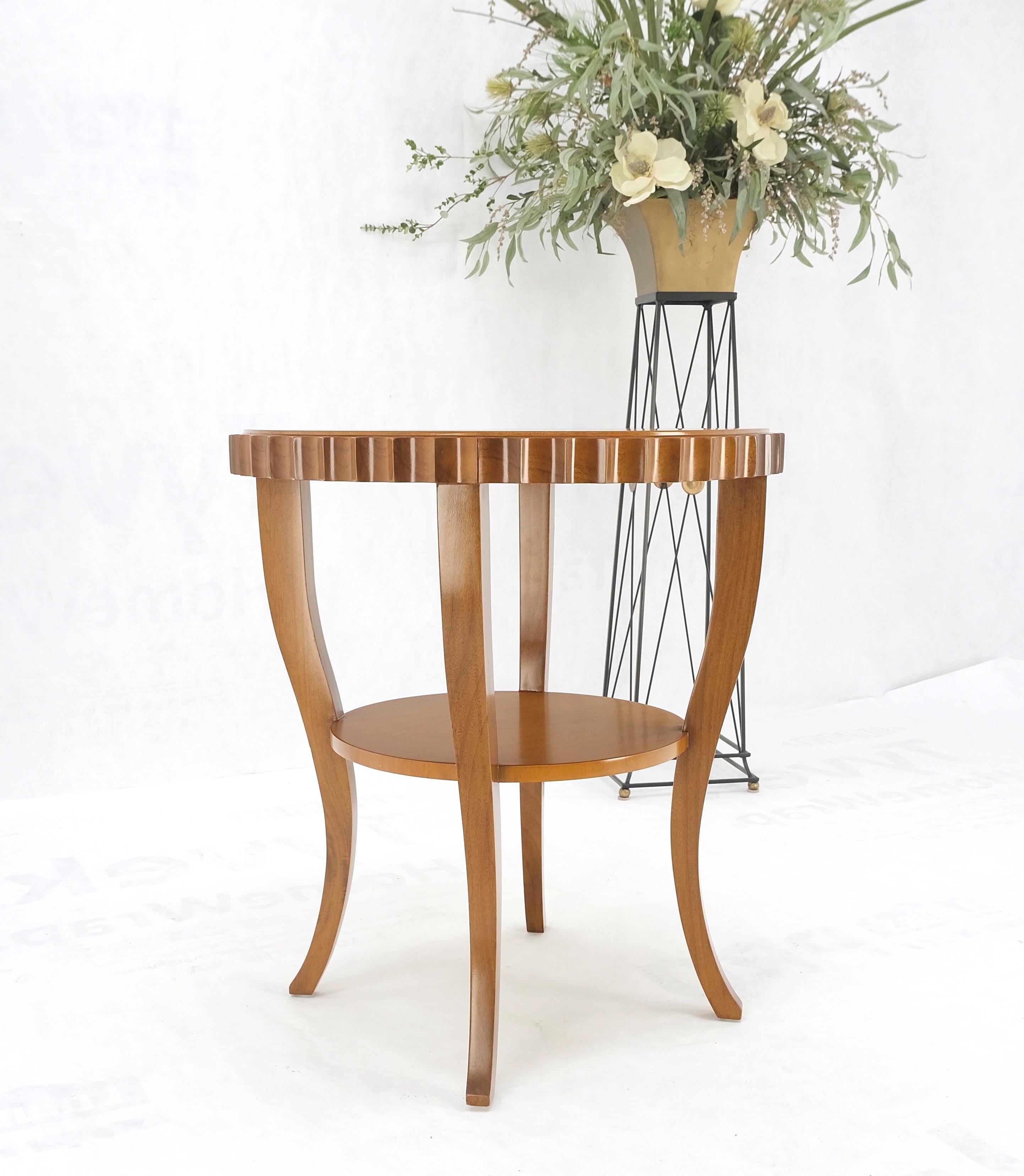Mid-Century Modern Custom Studio Made Scallop Edge Two Tier Gueridon Lamp Center Side Occasional For Sale