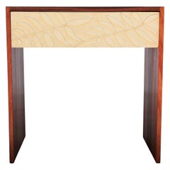 Custom Stunning Norm Stoeker Pecan Leaf Carved Studio Minimalist Side Table