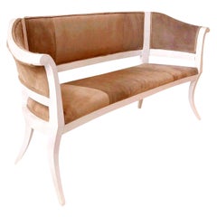 Custom Suede Upholstered Settee