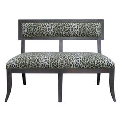 Swedish Gray Dining Banquette in Green Leopard