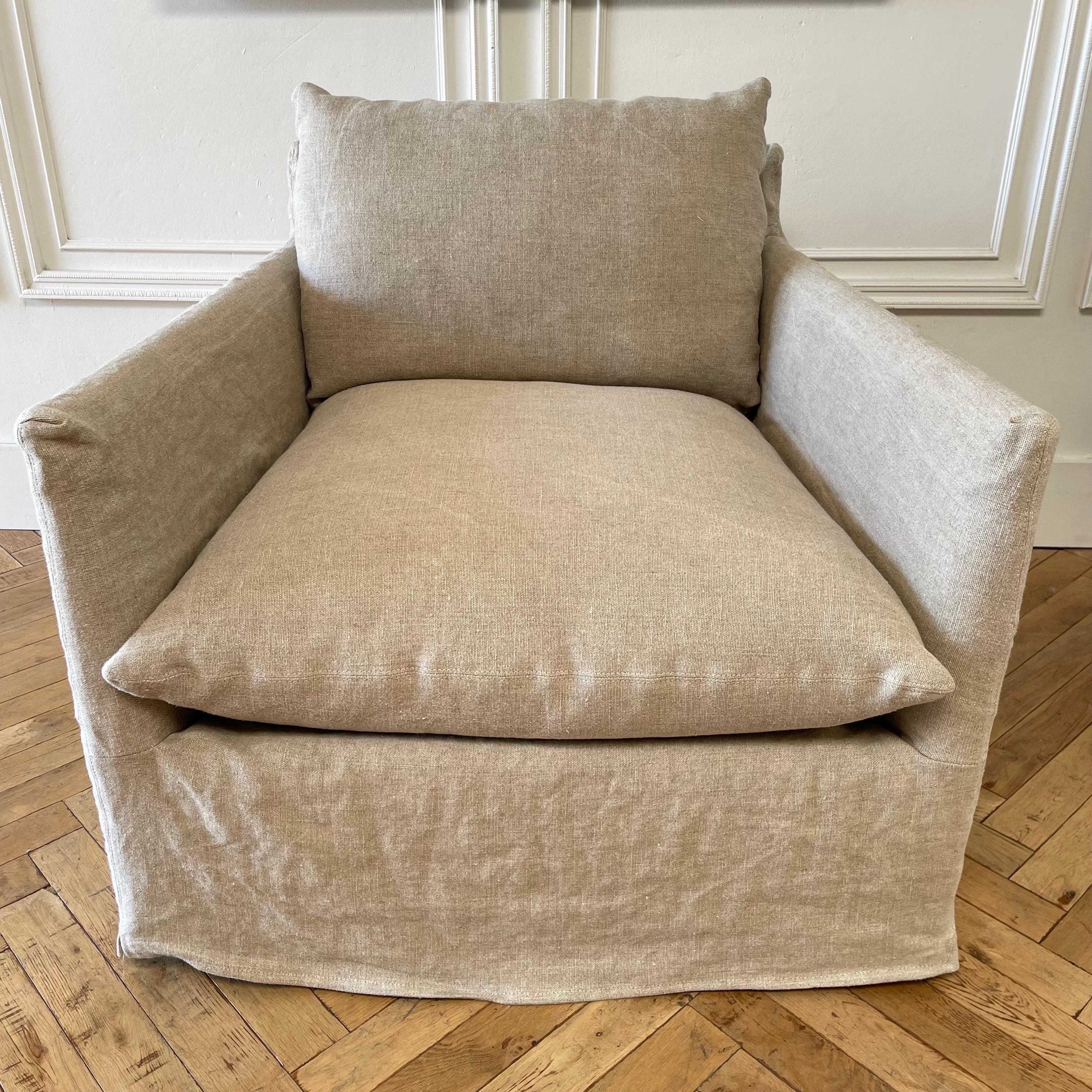 linen slipcovered chair