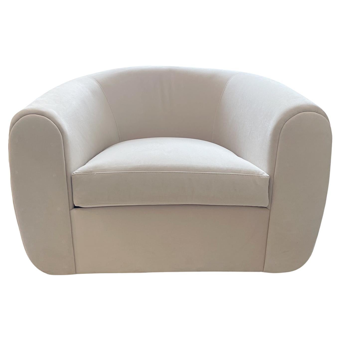 Custom Upholstered Velvet Swivel Chairs For Sale