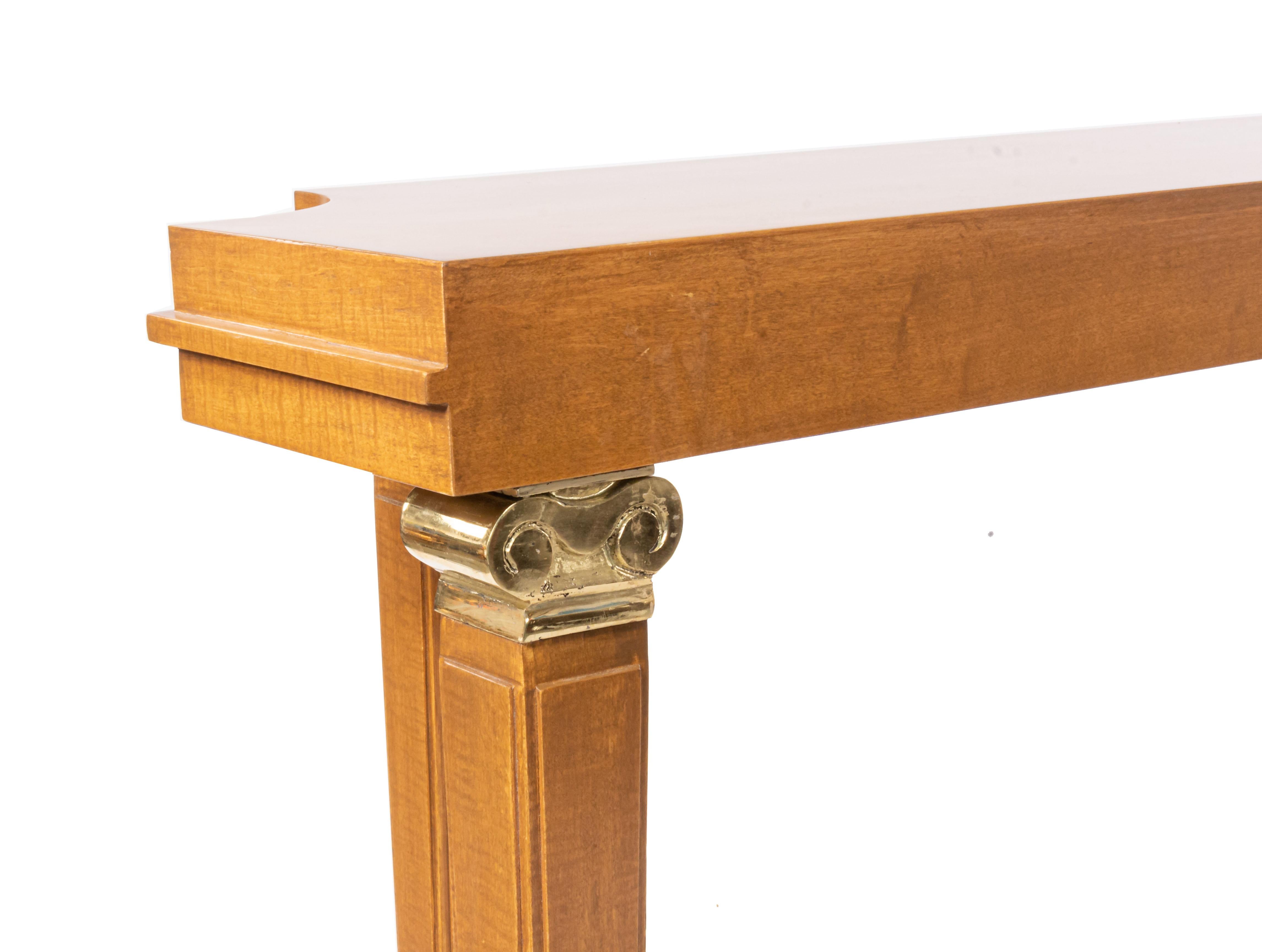 Custom Sycamore Console Table in the Style of Lucien Rollin In Good Condition For Sale In New York, NY