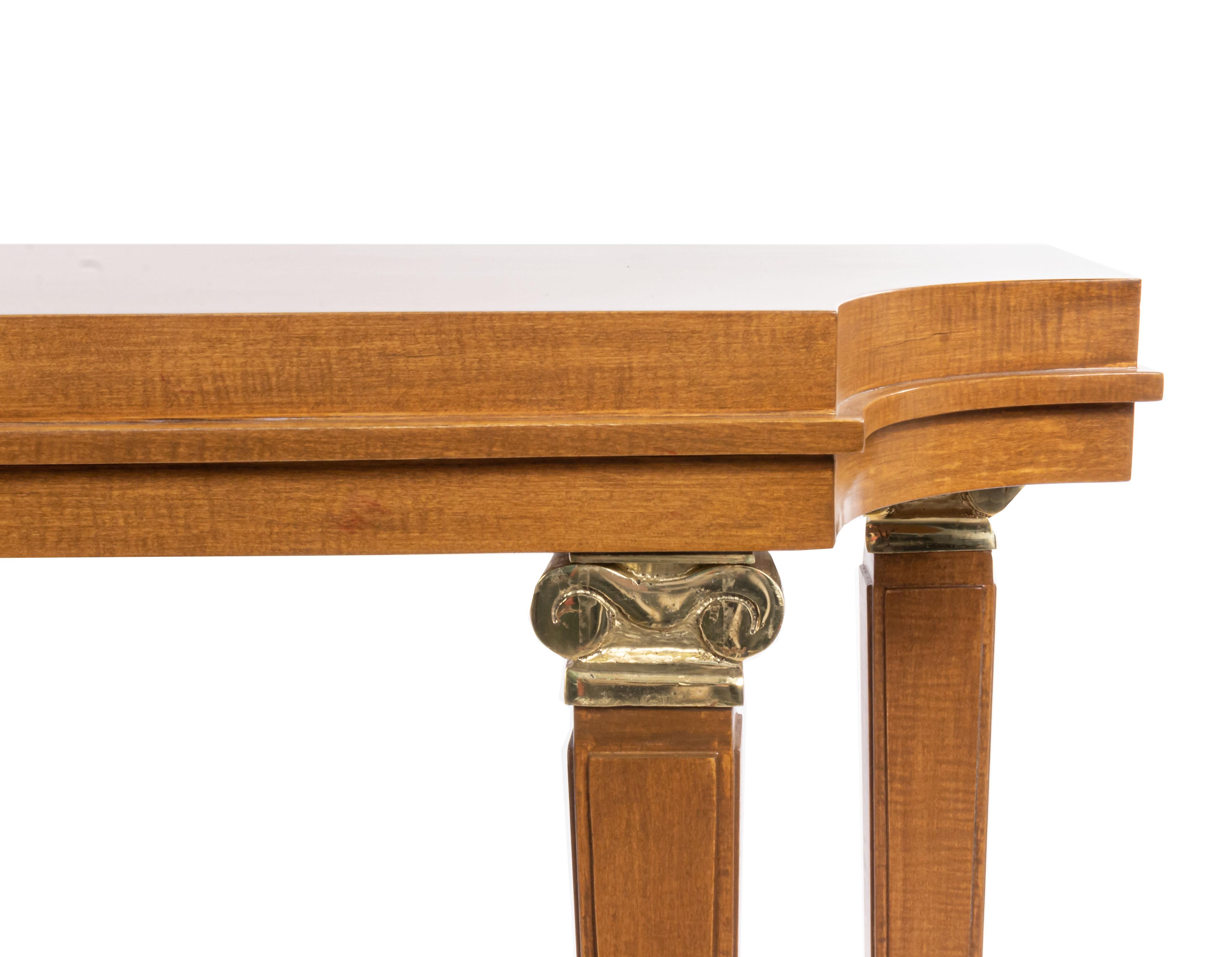 Table console en sycomore faite sur mesure dans le style de Lucien Rollin en vente 3
