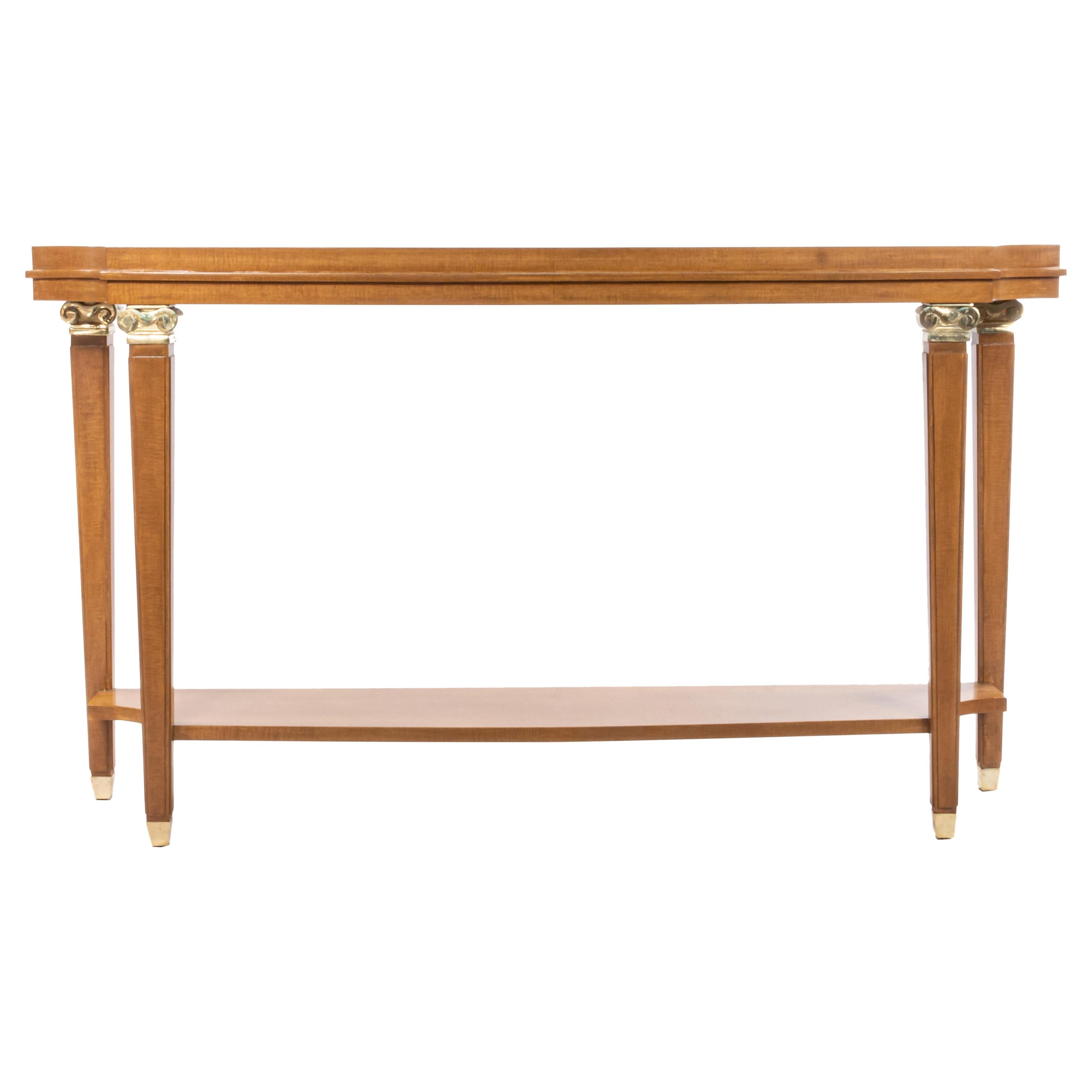 Custom Sycamore Console Table in the Style of Lucien Rollin