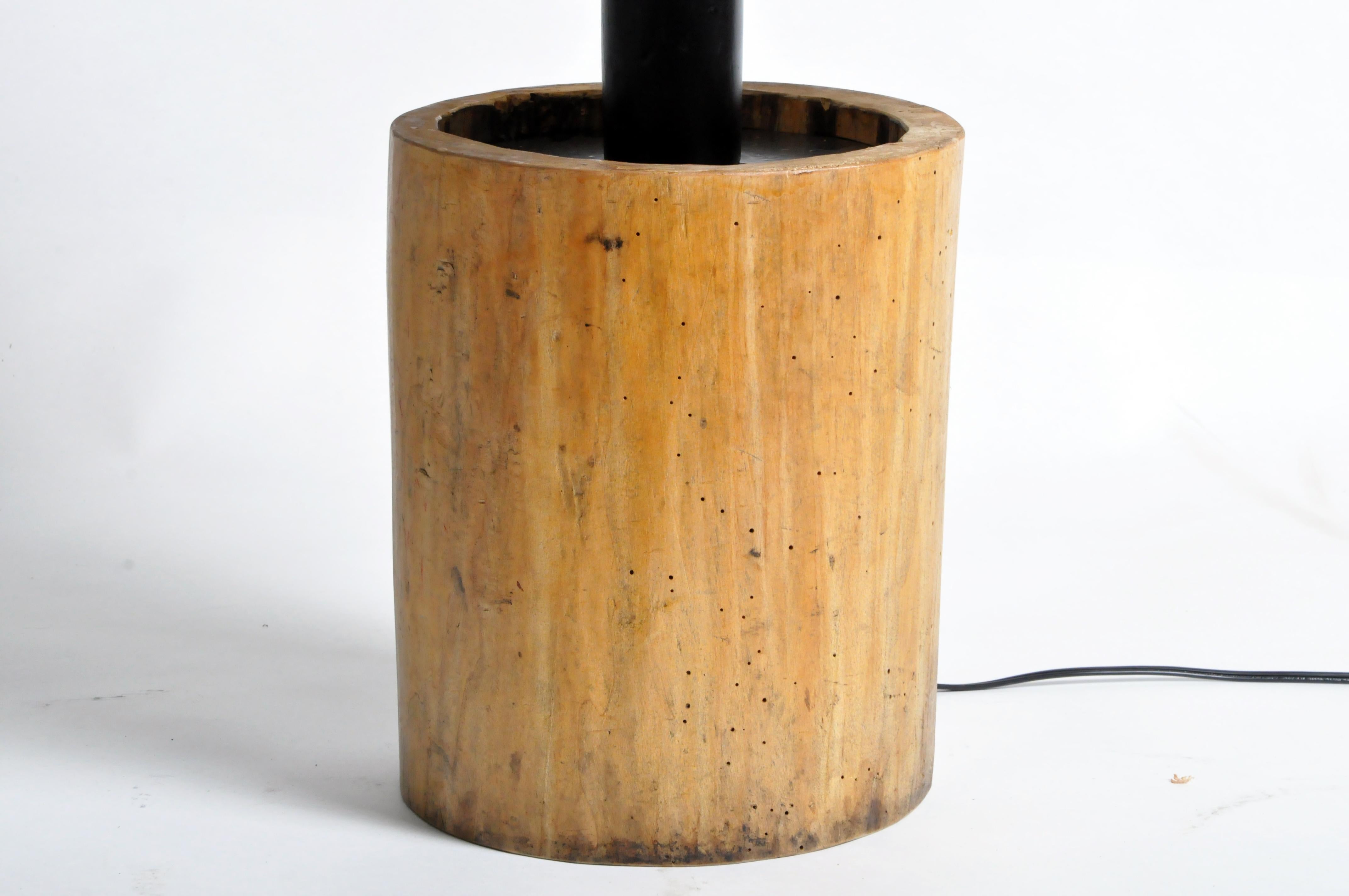 Custom Table Lamp Made from Reclaimed Wood In Good Condition In Chicago, IL