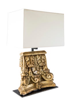 Custom Table Lamp with Gilded Capitol Fragments