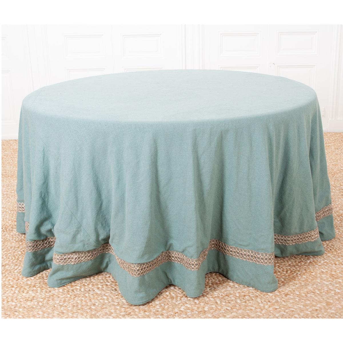 Other Custom Table Skirt with Antique French 19th Century Trim For Sale