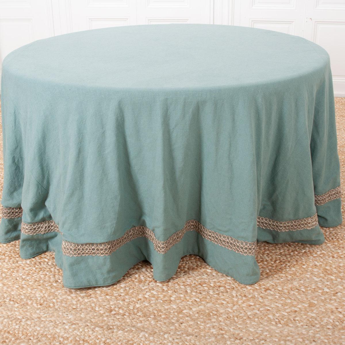 Custom Table Skirt with Antique French 19th Century Trim In Good Condition For Sale In Baton Rouge, LA