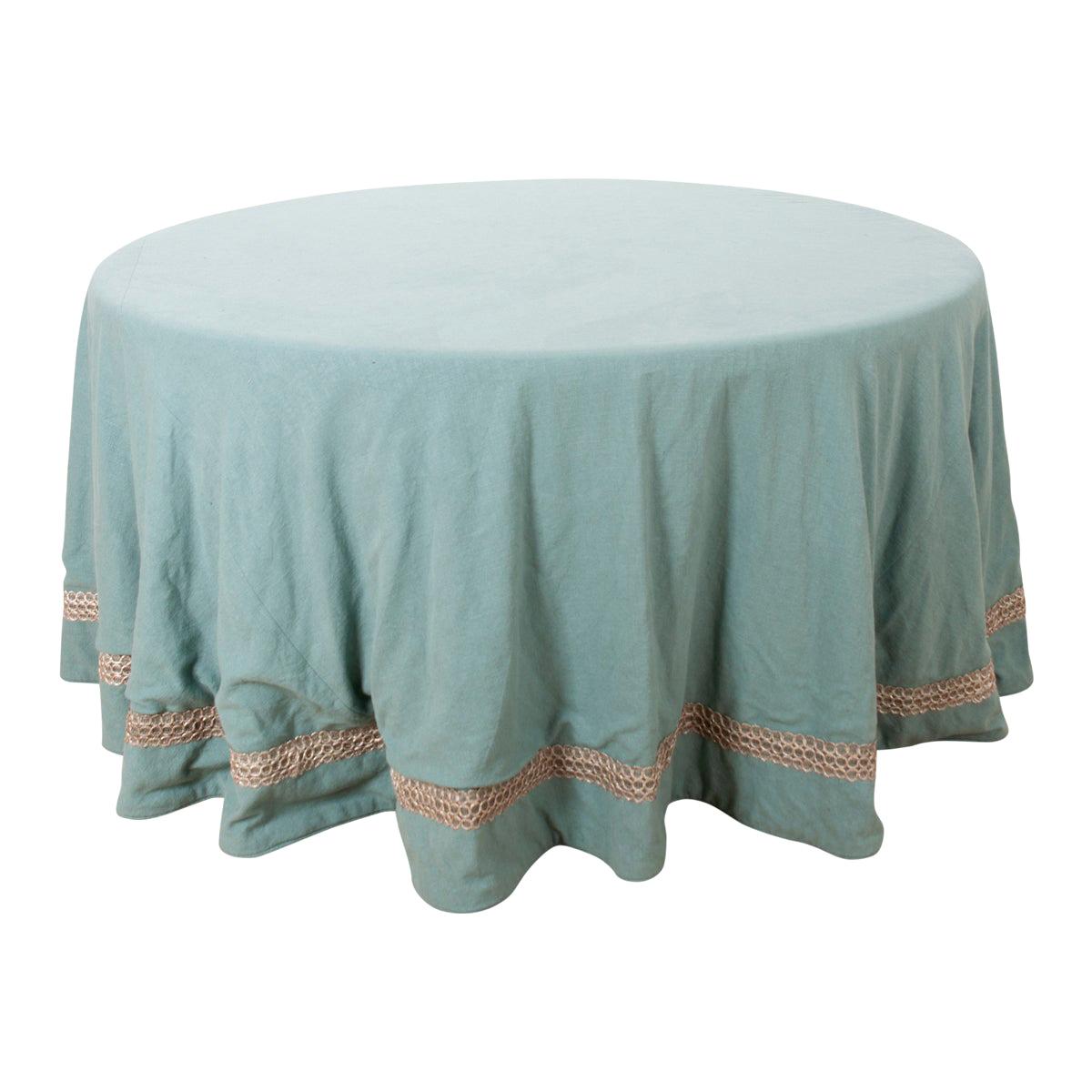 Custom Table Skirt with Antique French 19th Century Trim For Sale