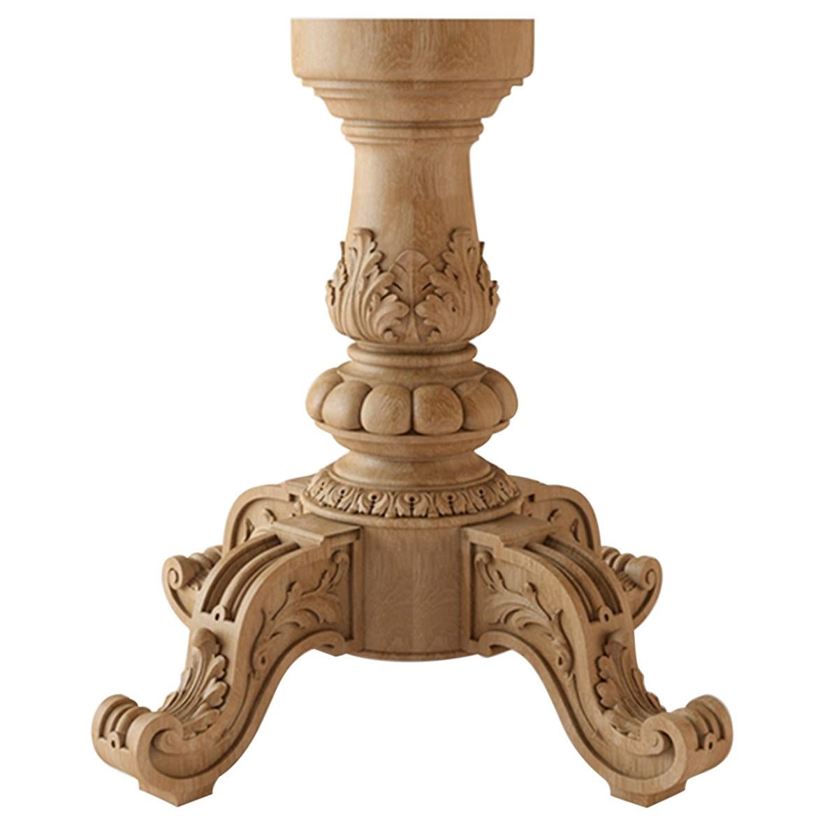 Custom Table Tripod Center Leg, Carved Pedestal and Large Claw Feet For Sale
