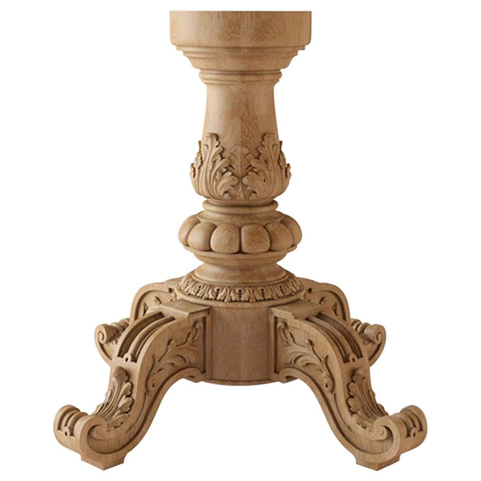 Custom Table Tripod Center Leg, Carved Pedestal and Large Claw Feet For ...