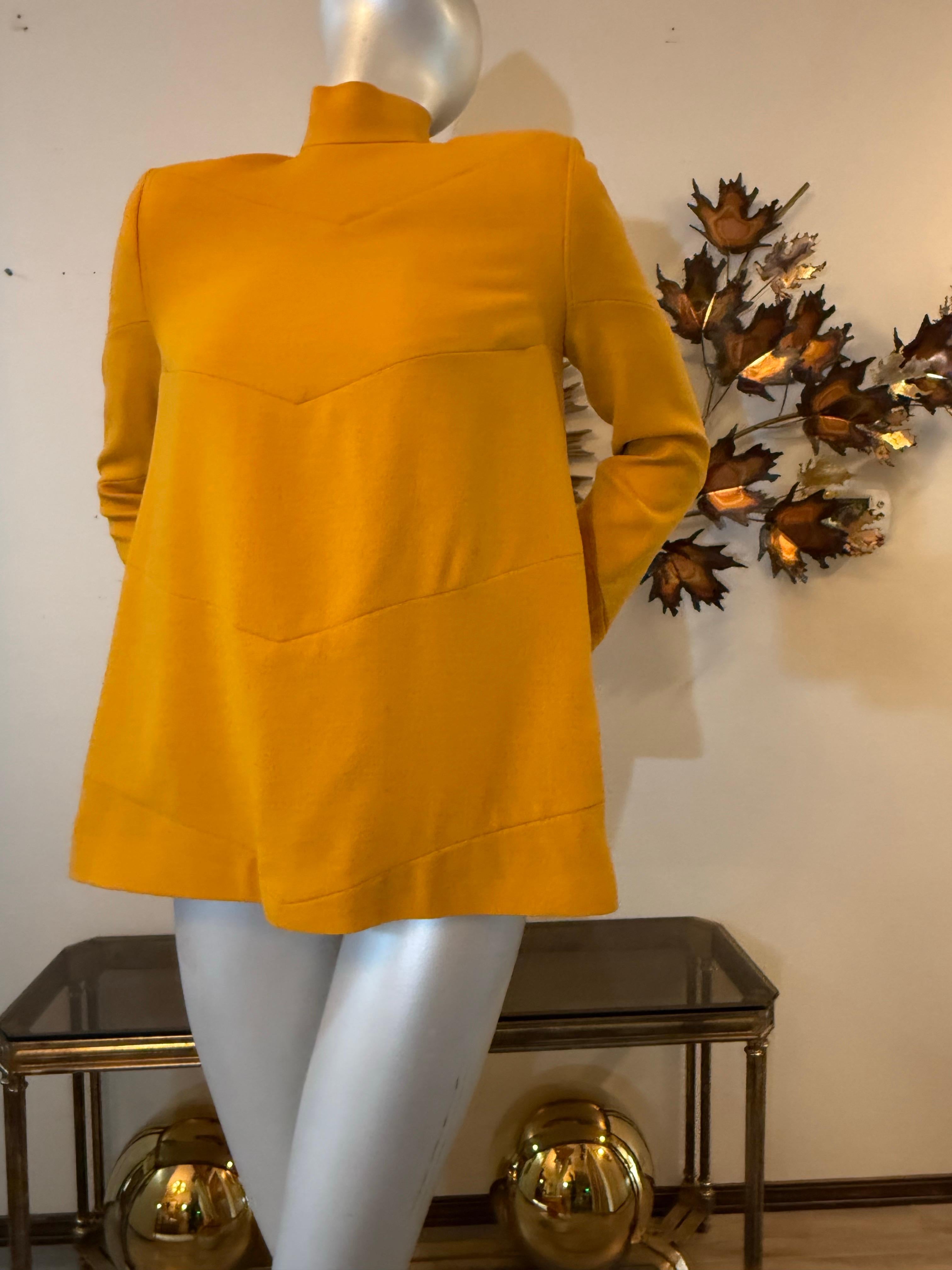 Custom-Tailored Marigold Lightweight Spring/Summer Wool Crepe Pant Suit For Sale 5