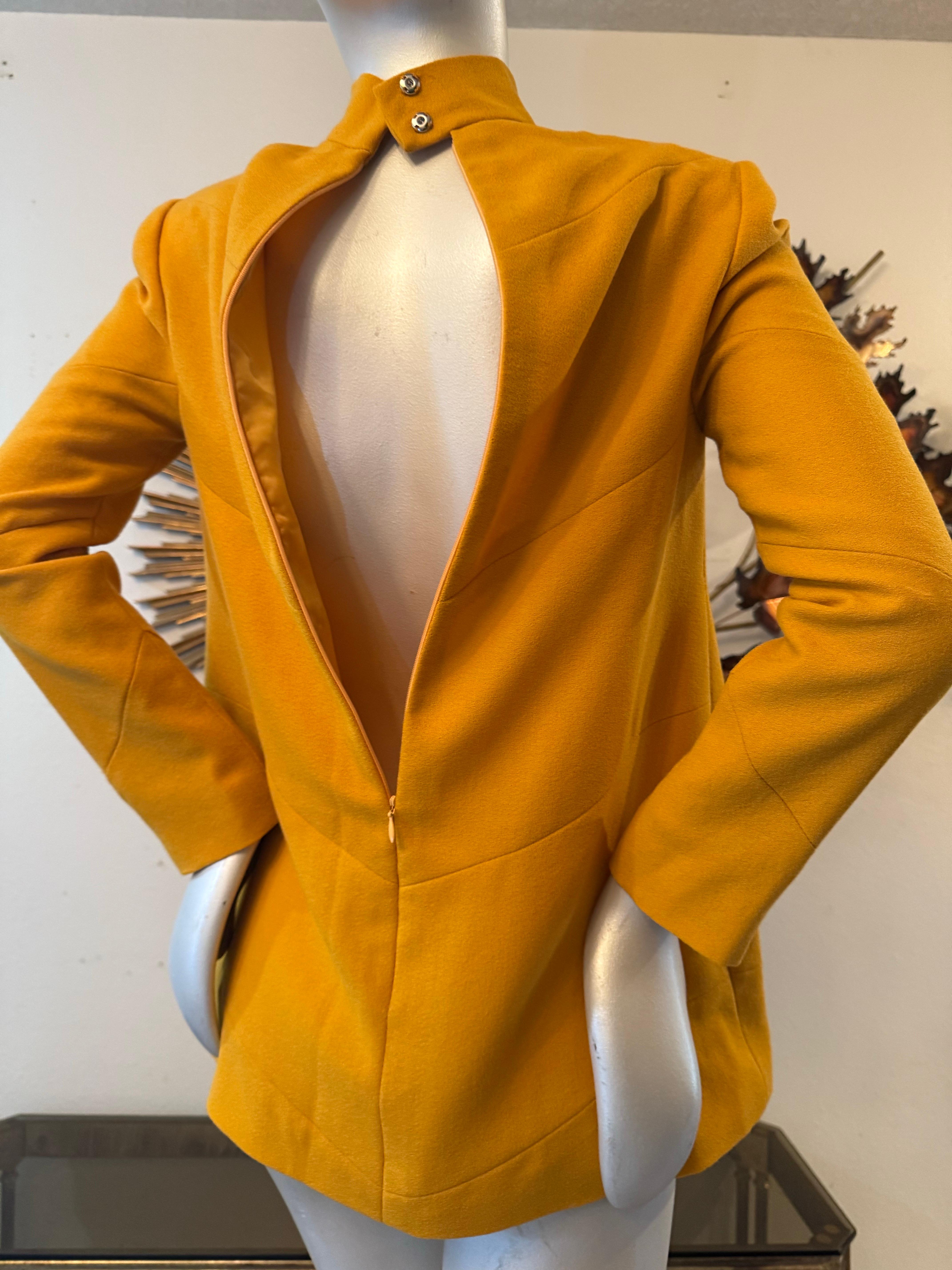 Custom-Tailored Marigold Lightweight Spring/Summer Wool Crepe Pant Suit For Sale 8