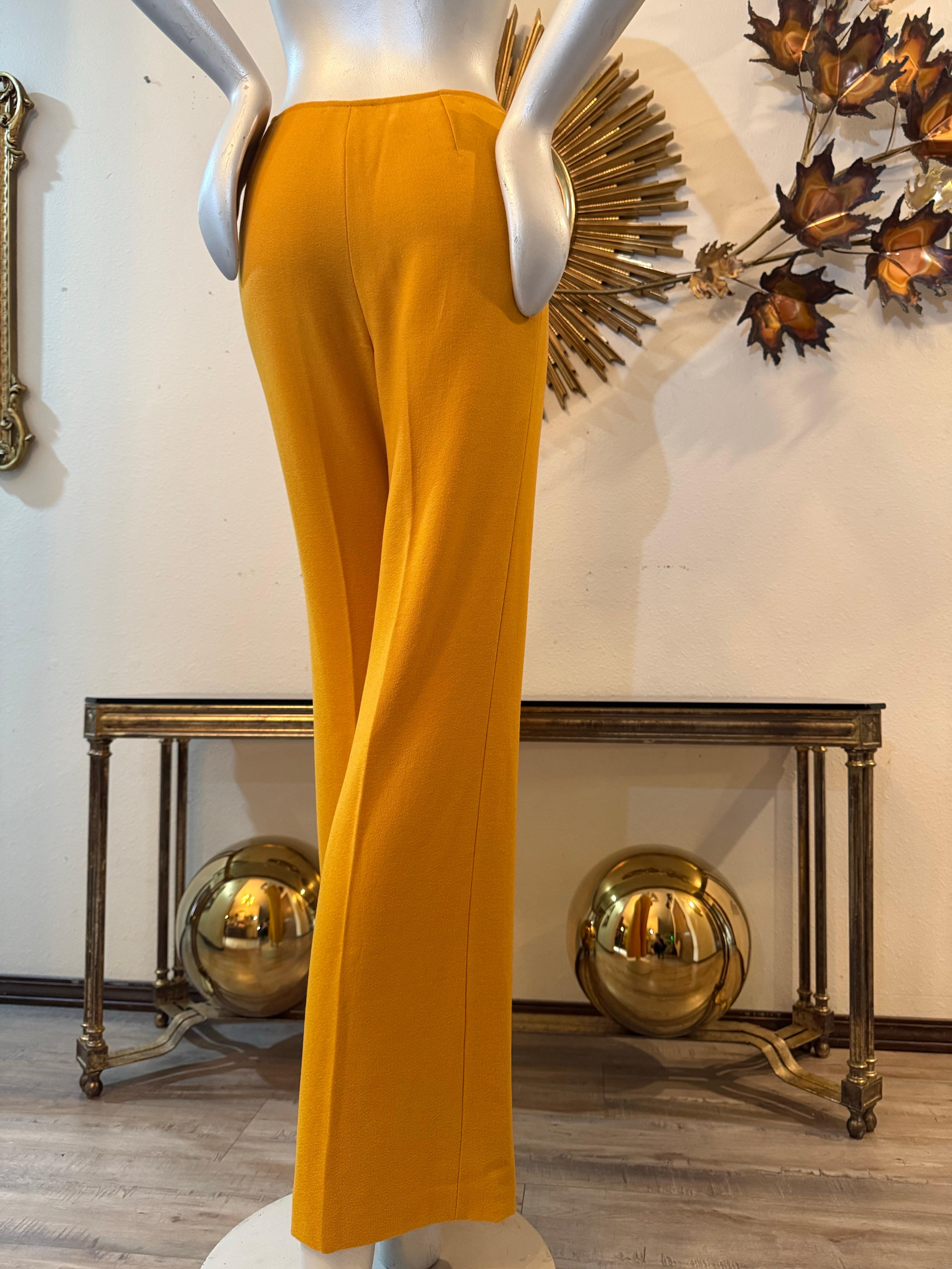 Custom-Tailored Marigold Lightweight Spring/Summer Wool Crepe Pant Suit For Sale 9