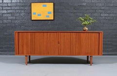 Custom Tambour-Door Teak Credenza by Danish Modern L.A.