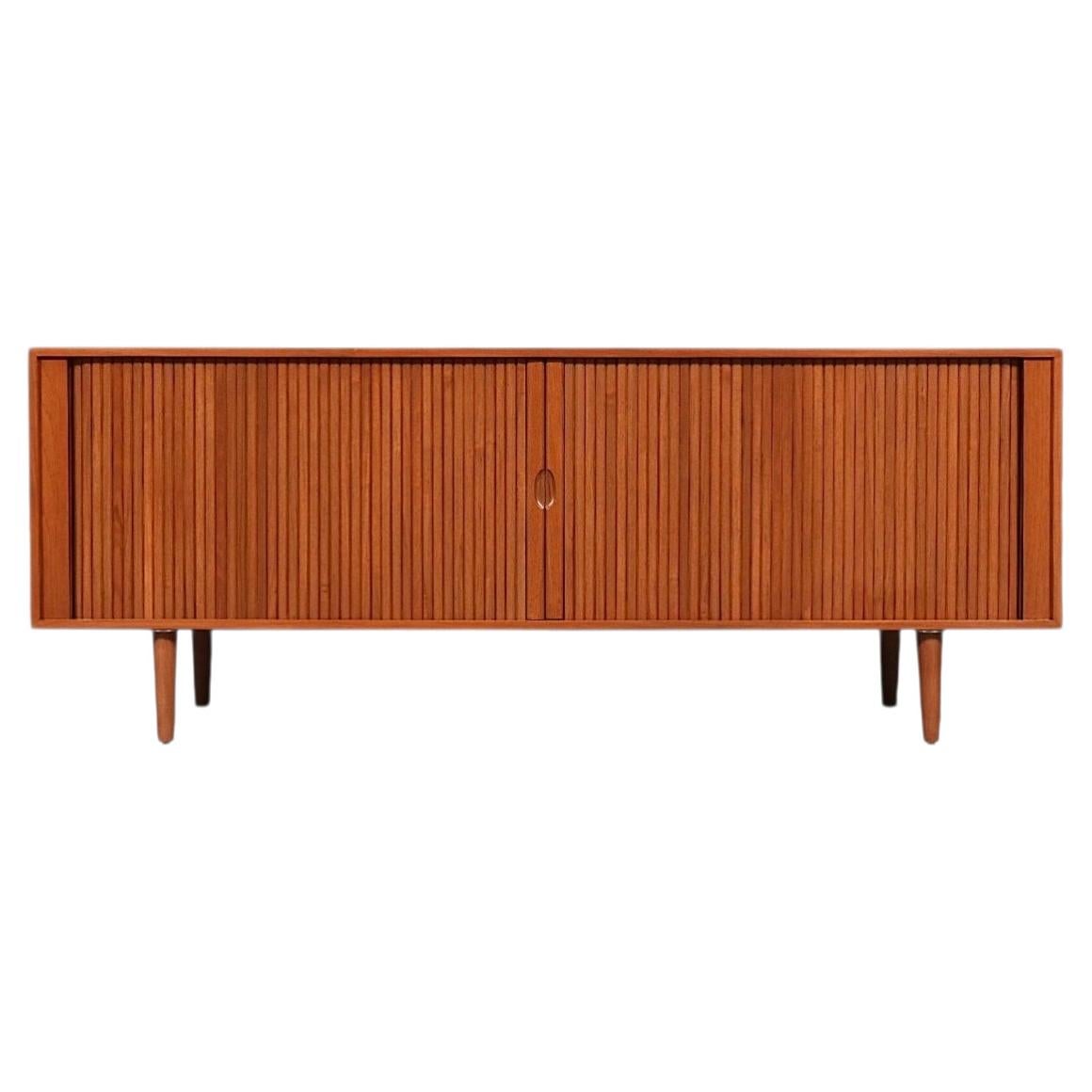 Custom Tambour-Door Teak Credenza by Danish Modern L.A.