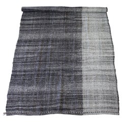 CUSTOM TARA Vintage Turkish Flat-Weave Rug in Brown and Gray with Stripe Ottoman