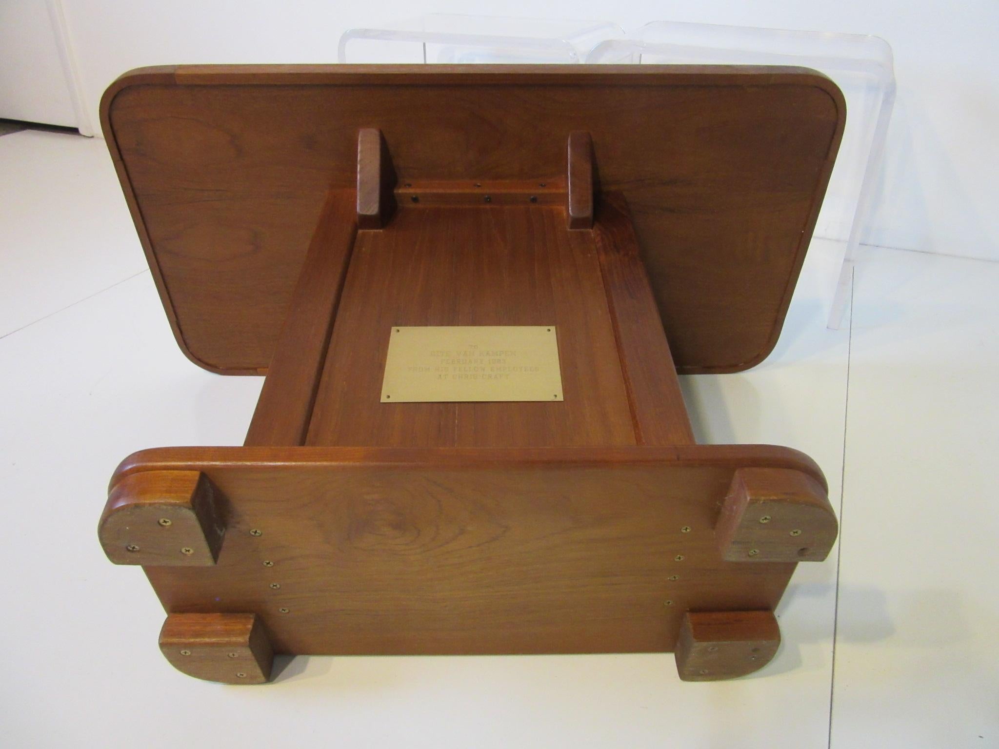 American Custom Teak Presentation Side Table by the Chris Craft Boat Company  For Sale