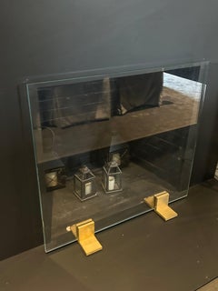 Custom Tempered Glass and Polished steel Modernist Fire Screen