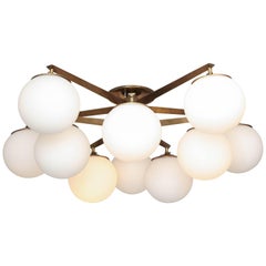 Ten Opaline Glass Globe Flush Mount