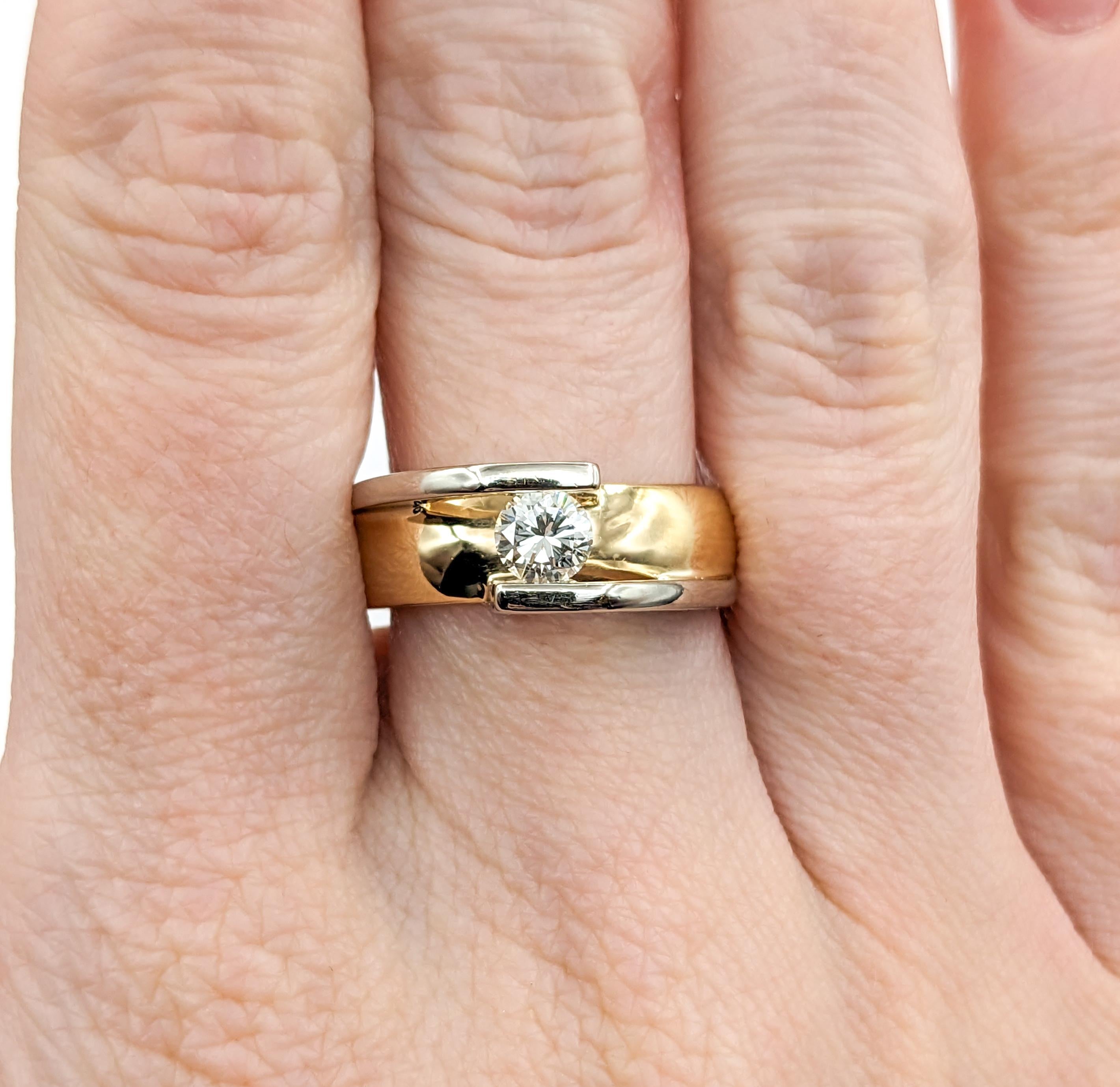  Custom Tension Diamond Ring Yellow & White Gold In Excellent Condition For Sale In Bloomington, MN