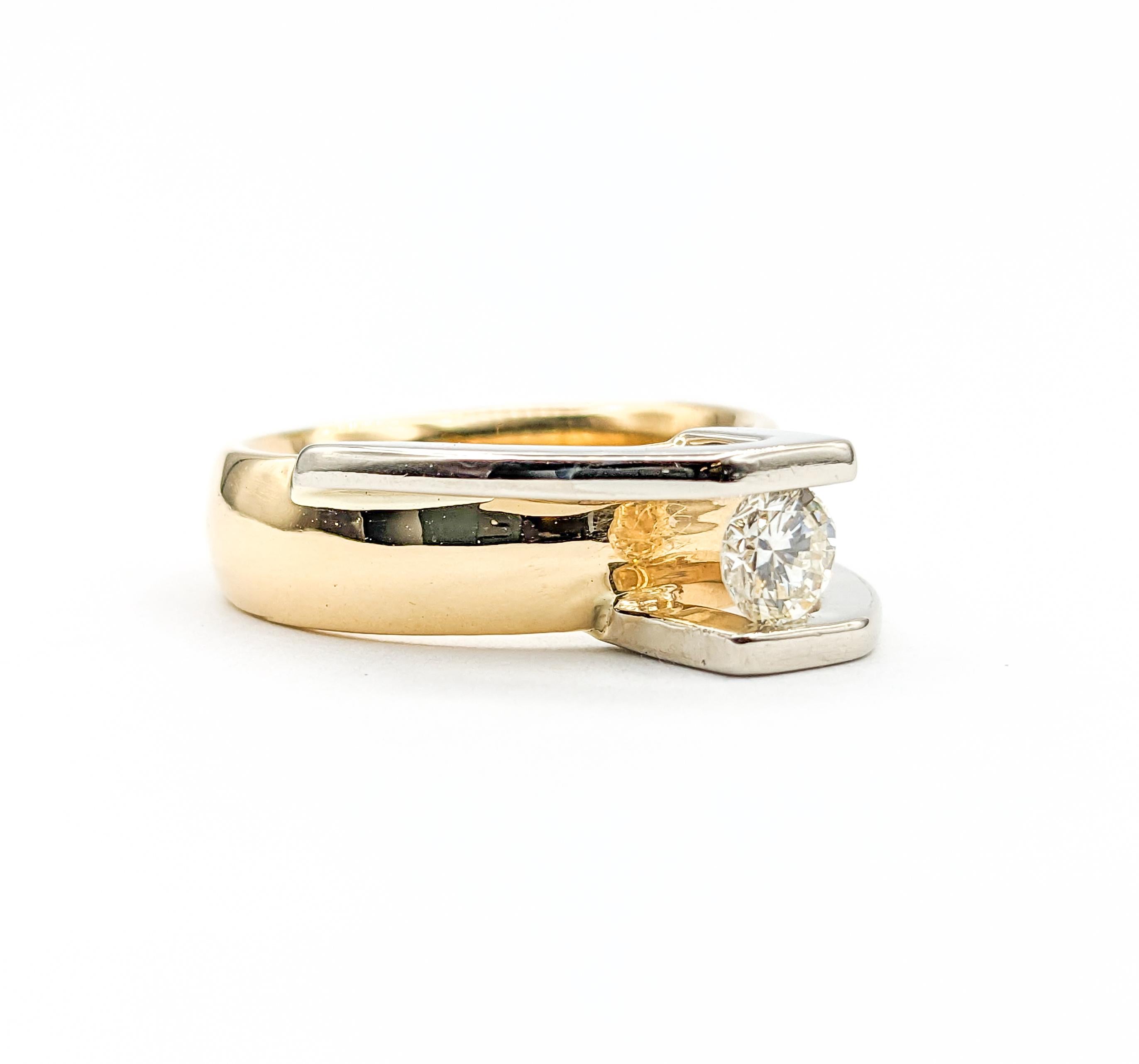 Women's  Custom Tension Diamond Ring Yellow & White Gold For Sale