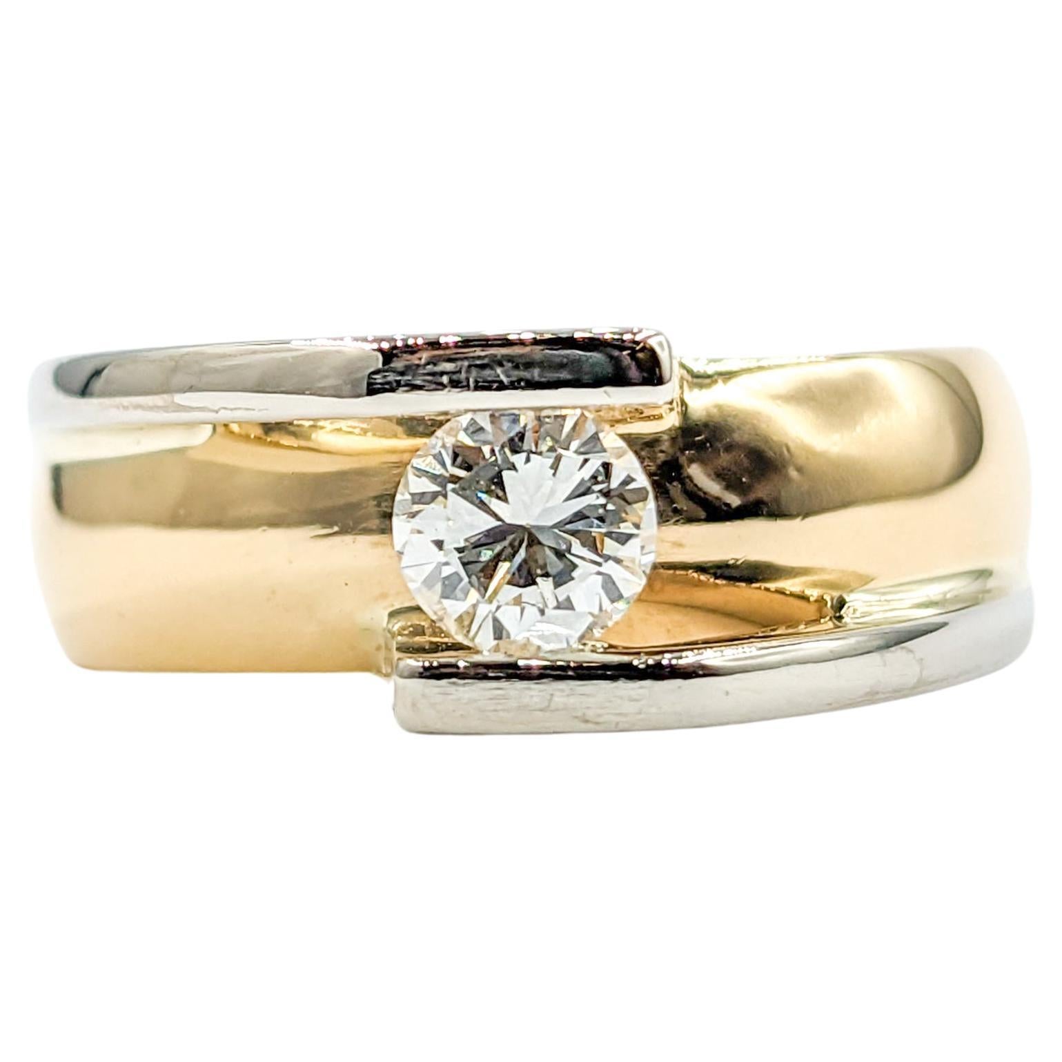  Custom Tension Diamond Ring Yellow & White Gold For Sale